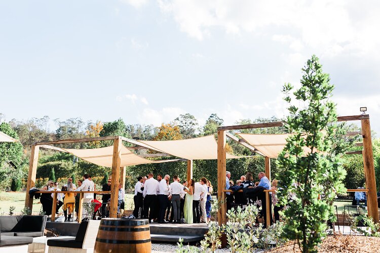 Mini wedding reception venue under a Tuscan pergola in Wollombi NSW
