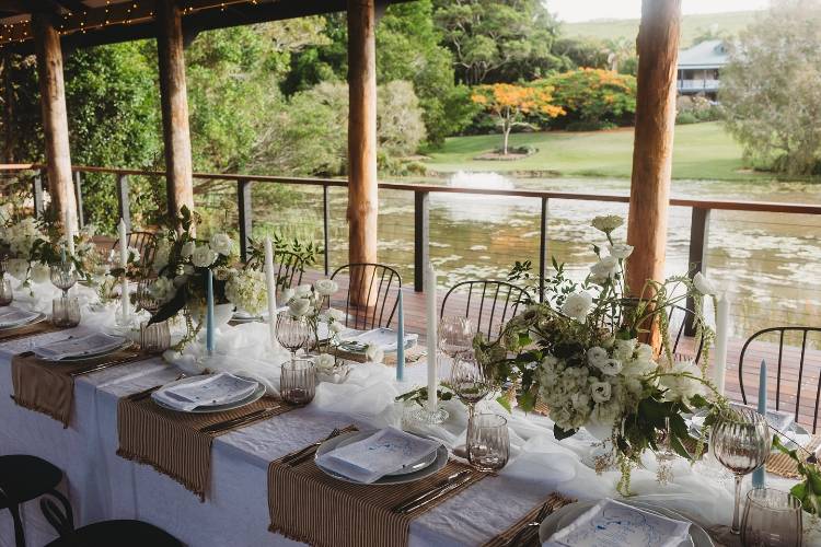 Waterfront reception space at Bangalow wedding venue Forget Me Not