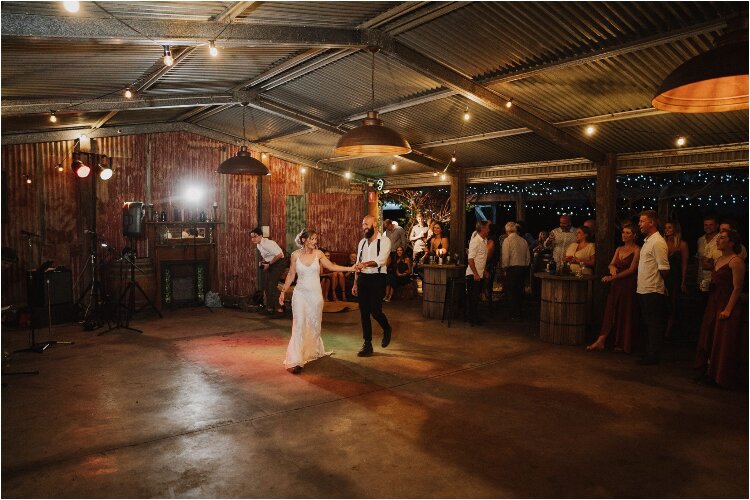 First dance in the barn reception venue at Willow Farm Berry NSW