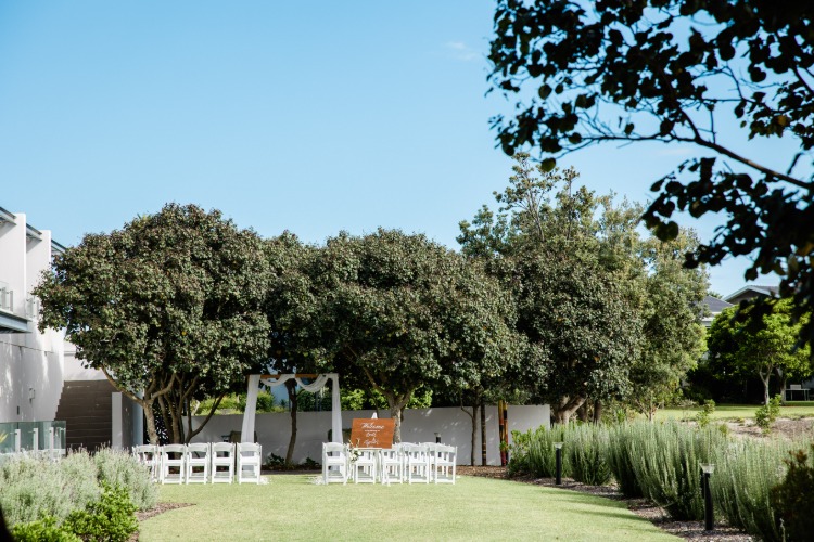 Beachfront wedding ceremony space at Central Coast Resort