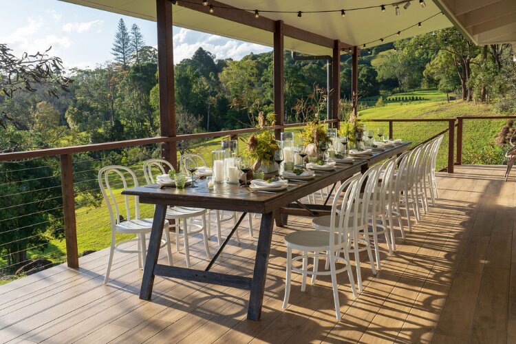 Outdoor wedding venue on a balcony at Coorabell Estate