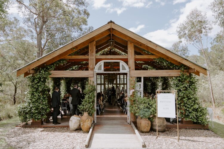Unique country wedding venue at The Woods Farm's open air timber chapel