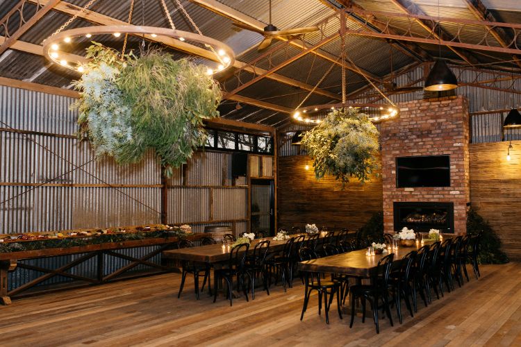 Farm wedding venue with a rustic reception barn in Stonehaven Victoria