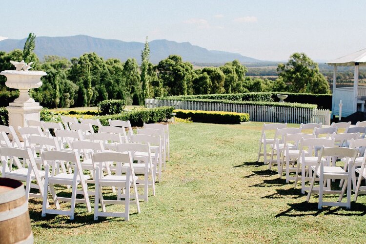 Garden wedding ceremony space at a private property in Rothbury