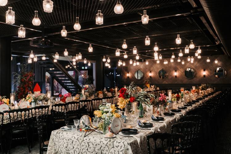 Intimate reception space in an industrial wharf on Sydney Harbour