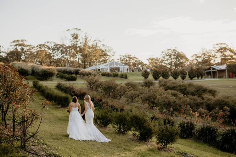 Lesbian couple getting married at Growwild Wildflower Farm