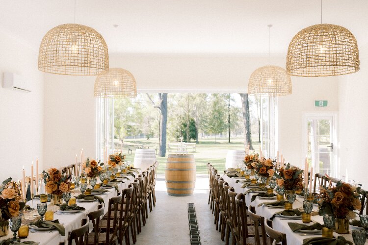 Beautiful reception venue with a white interior in Lovedale, Hunter Valley