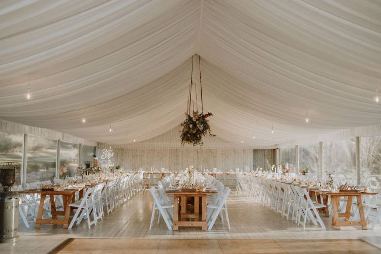 Marquee wedding venue at wildflower farm in Alpine NSW