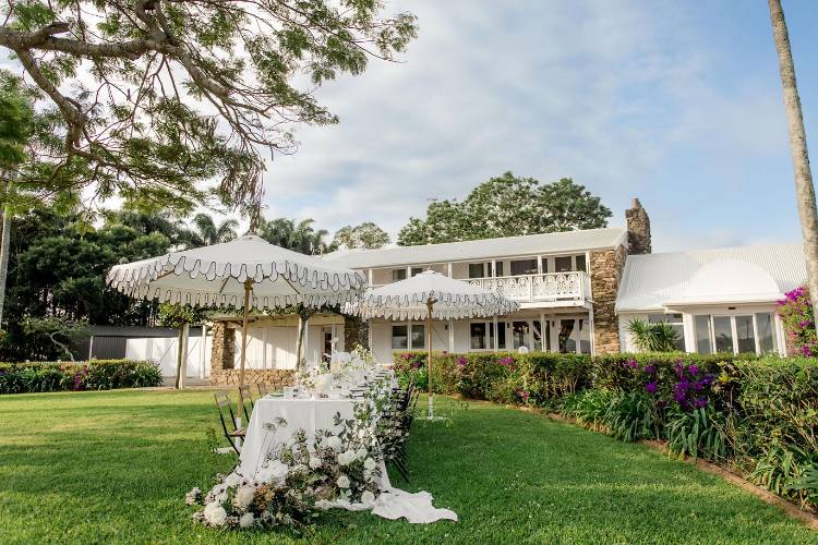 Beautiful reception space in the gardens of Botanica Plantation House North NSW