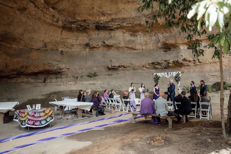 Outdoor wedding ceremony in a private National Park cave