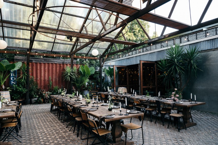 Outdoor reception venue at The Black's courtyard in Brisbane QLD