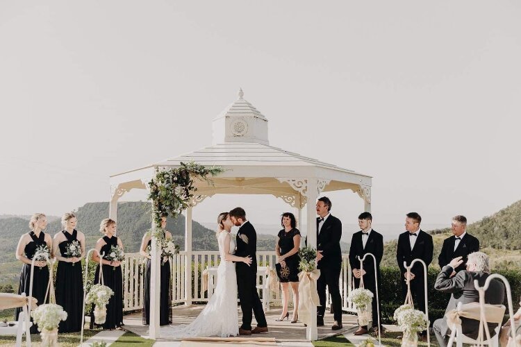 Outdoor wedding location overlooking the Tabletop Mountains