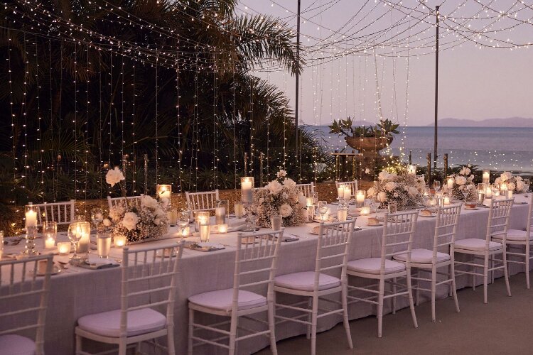 Outdoor wedding reception space Villa Botanica