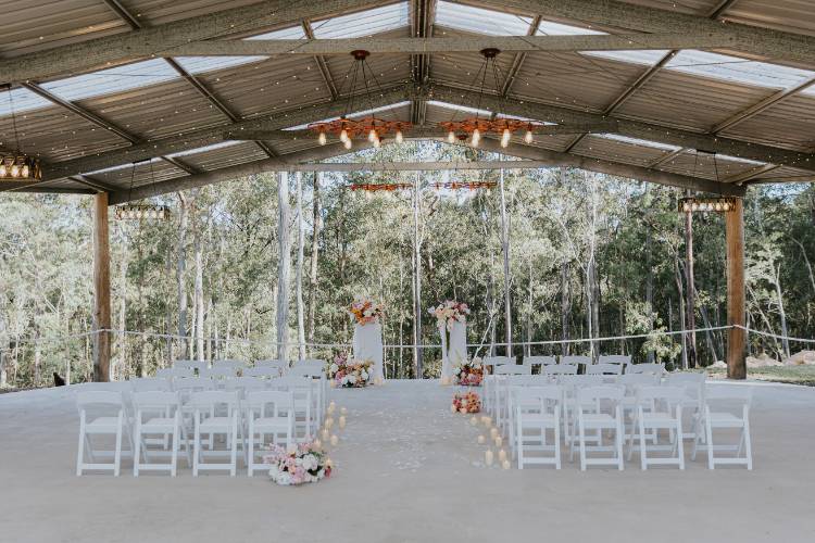 Forest ceremony pavilion at private house wedding venue in the Hunter Valley