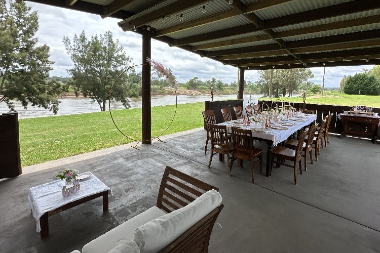 Private property wedding venue with a reception pavilion on the Hawkesbury River