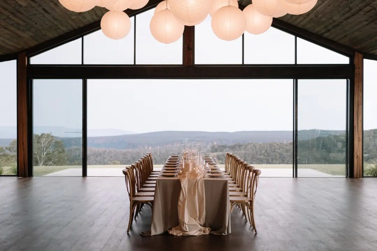 Refined wedding venue with wilderness views