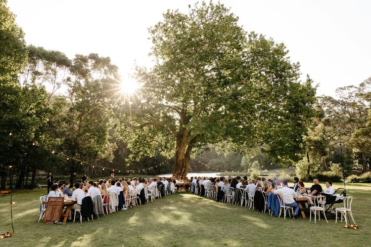 Royal National Park wedding venue set up for an outdoor reception