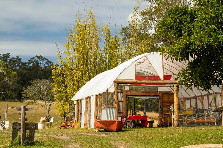 Rustic wedding facilities at the Footprints Farm greenhouse