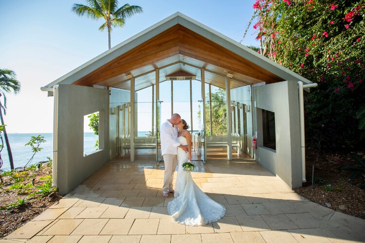 Small wedding and elopement venue in a glass chapel at Daydream Island