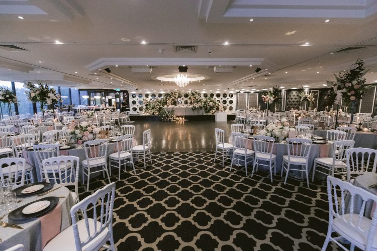 Large Sylvania Waters reception venue with custom carpets