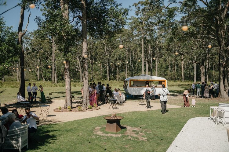 Outdoor reception space at The Woods Farm