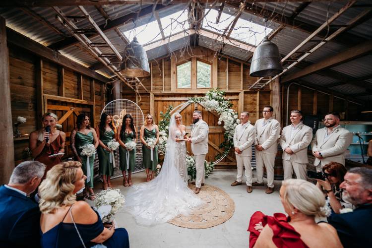 Unique wedding ceremony space in a quirky barn at Growwild Wildflower Farm