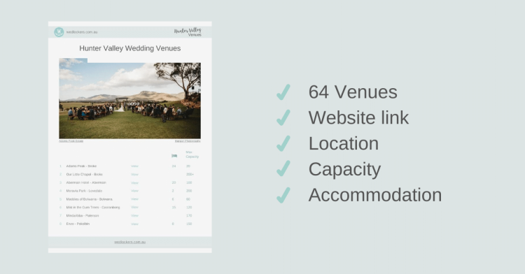 Wedding Venues in the Hunter Valley