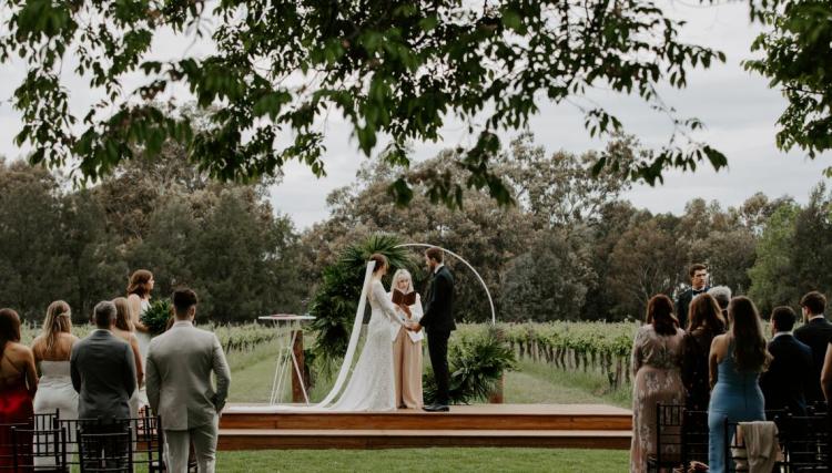 Wedding ceremony area at The Wild Vine