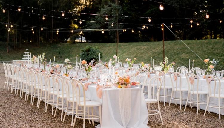 Outdoor wedding reception at Leaves & Fishes Venue in the Hunter Valley