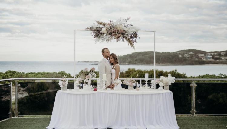 Wedding ceremony at Saltwater Fingal Bay restaurant & reception venue