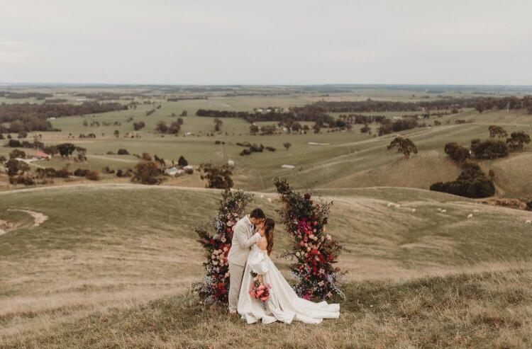 Barn wedding venue in farmland Victoria