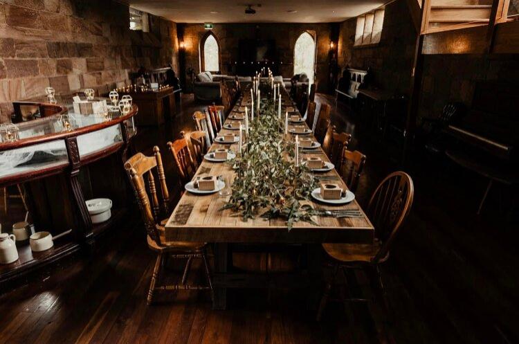 Barn style wedding reception space in a repurposed church near Wollombi