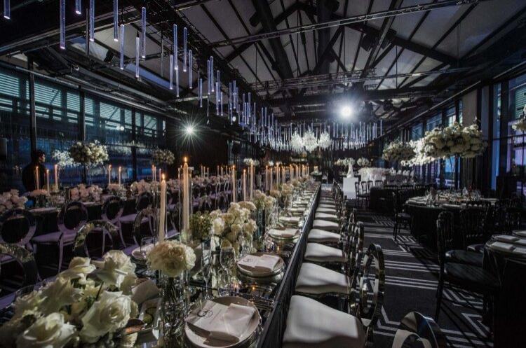 Wedding reception hall with heritage industrial vibes at Jones Bay Wharf