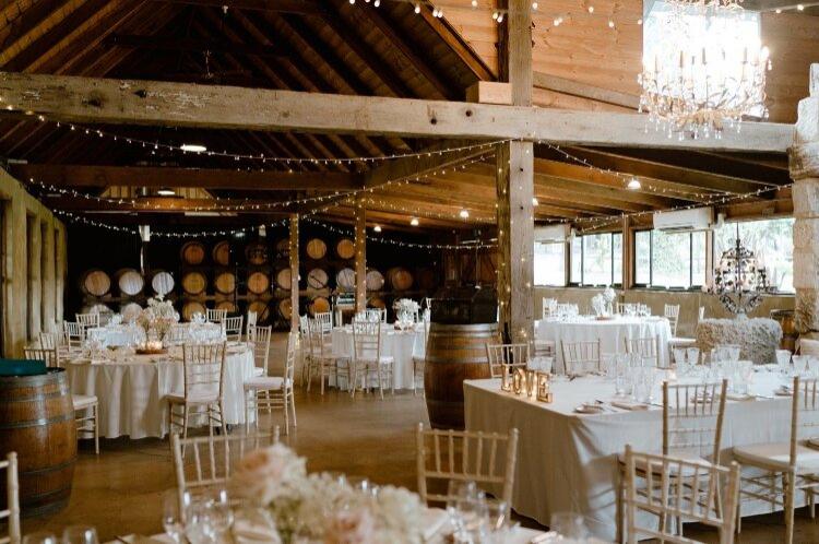 Barn style reception venue in a Pokolbin barrel room