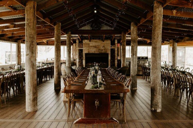 Rustic wedding reception venue at Bindo Barn
