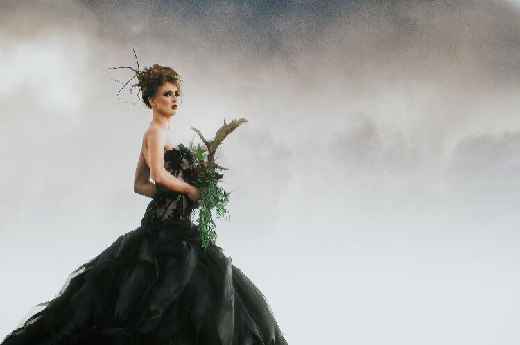 Black wedding gown by Anna Dutton