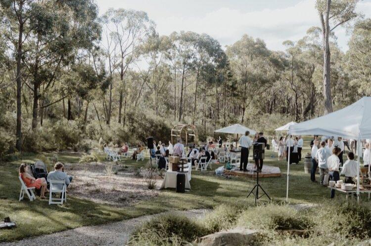 Garden reception space immersed in bushland at Growwild Wildflower Farm