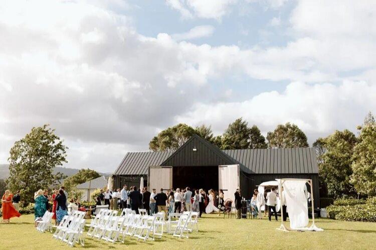 unique wedding reception space in a modern barn at luxury Berry residence