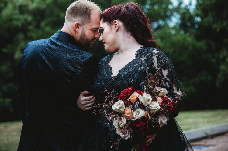 Plus size wedding gown in black lace