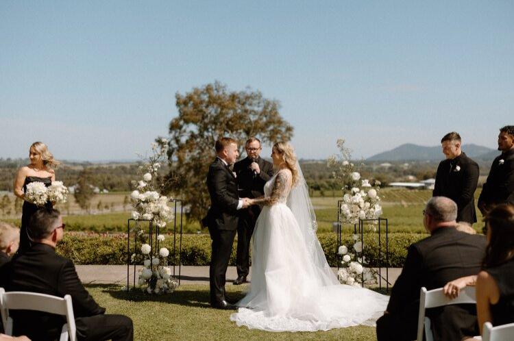 Wedding ceremony location with winery & Brokenback Mountain views