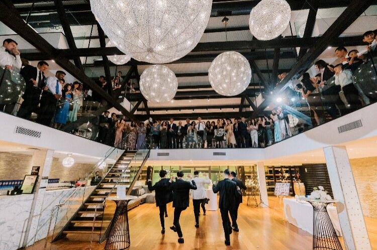 Rustic reception venue at Jones Bay Wharf on Sydney Harbour