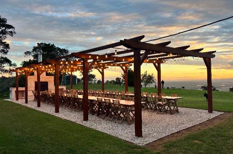 Small outdoor wedding destination with pergola at Western Ridge QLD