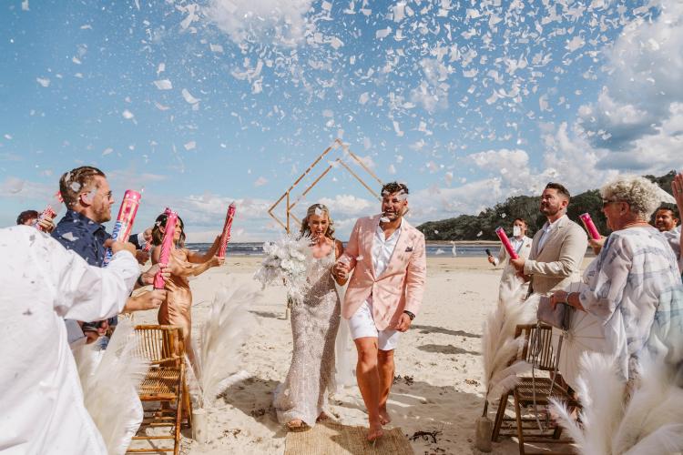 The Cove is a Hyams Beach wedding venue with its own sandbar